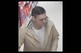 Police have released this image of a man they wish to speak to after alcohol was stolen from Waitrose in Brackley.