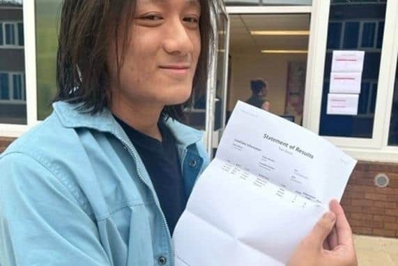 North Oxfordshire Academy student David with his A level results.