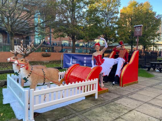 The reindeer sleigh which is entertaining visitors to the waterfront in Banbury.