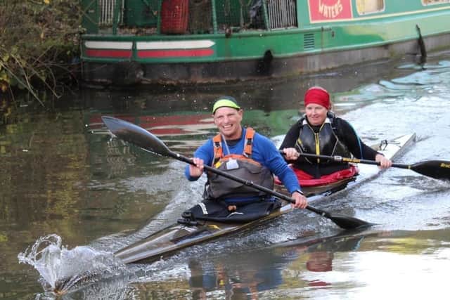 Banbury and District Canoe Club members Paul and Collette in action at the Remembrance Day race.