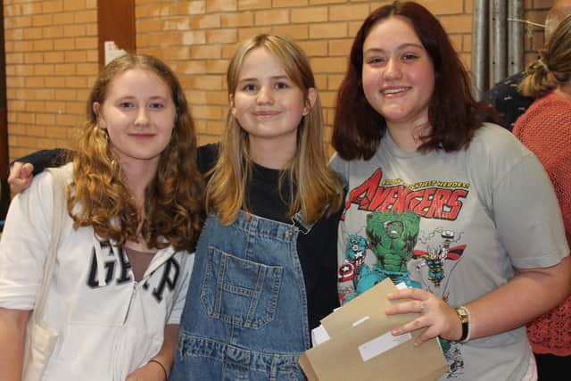 Chenderit School students Annabelle Dascalescu, Mimi Guinness and Emily Campion.