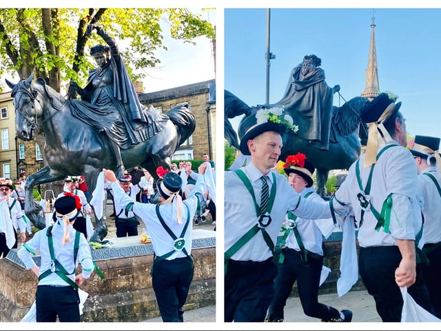The Adderbury Village Morris Men put on a show for the crowds that had gathered.