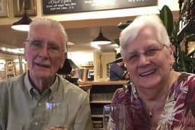 William and Eileen Johnson enjoy a glass of fizz to celebrate their 65th wedding anniversary