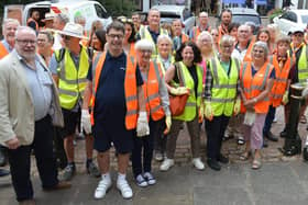 Many of the litter pickers outside Banbury Town Hall.