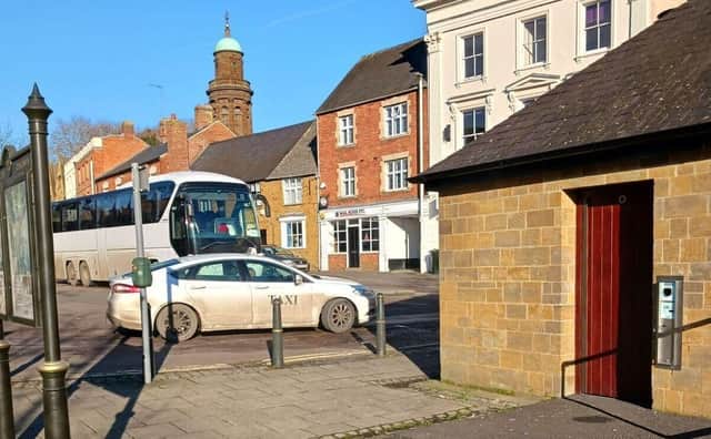 The coach parking area at Banbury Cross which Cllr Kilsby believes should be better signed to direct visitors to the heart of the town