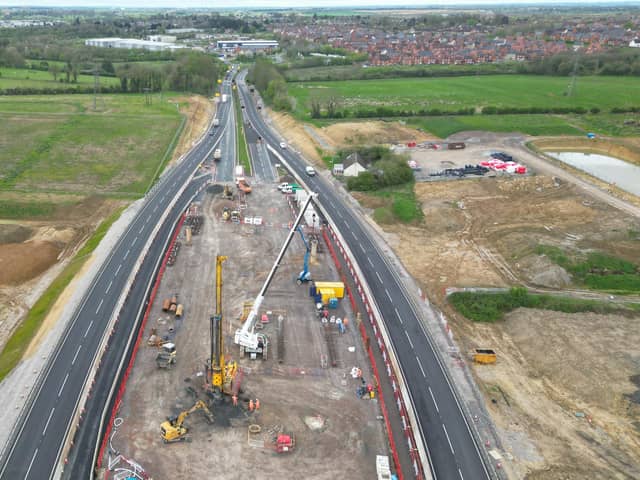 A43 overbridge foundation works looking towards Brackley