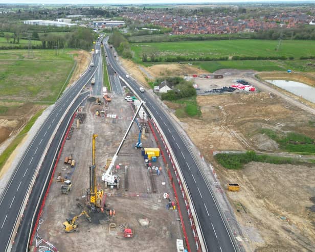 A43 overbridge foundation works looking towards Brackley