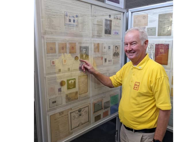 John Davies with his gold medal winning exhibit at the London 2022 International Exhibition.