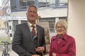 Cllr Mark Cherry and Wendy Wilkinson whose neck was broken in an accident on Broughton Road