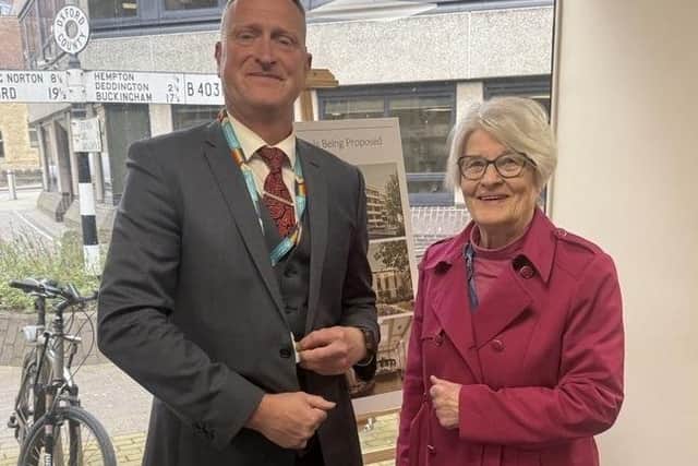 Cllr Mark Cherry and Wendy Wilkinson whose neck was broken in an accident on Broughton Road