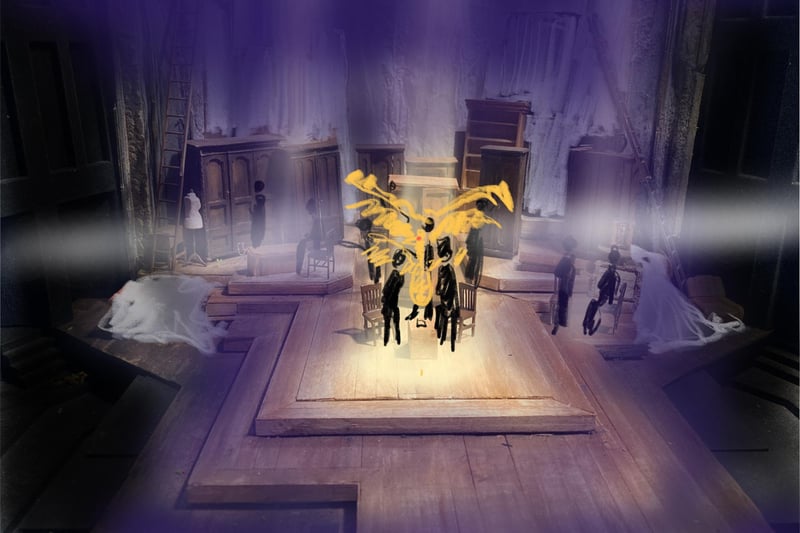 Tom Piper's stage design of the magical Phoenix emerging from the Box of Delights