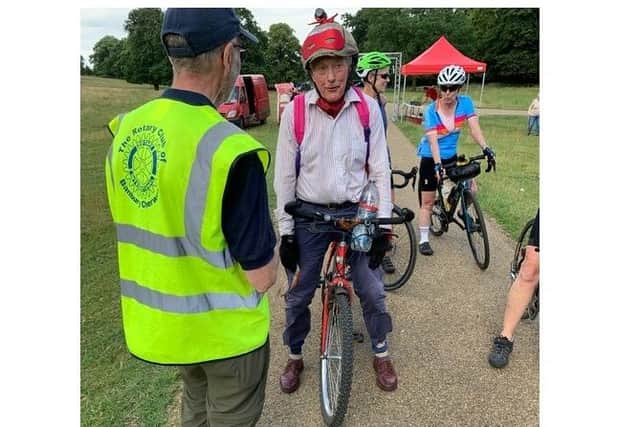 Banbury's cycling pensioner Alastair Milne after completing the Broughton Castle Sportdrive 2023.