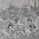 A section of Shaun Maloney's Battle of Waterloo cartoon that is displayed at the Soldiers of Oxfordshire Museum.