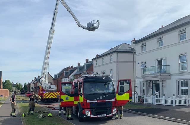 Fire fighters tackle the blaze in Heyford