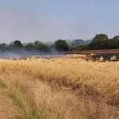 The scene of a field fire near Tackley this afternoon