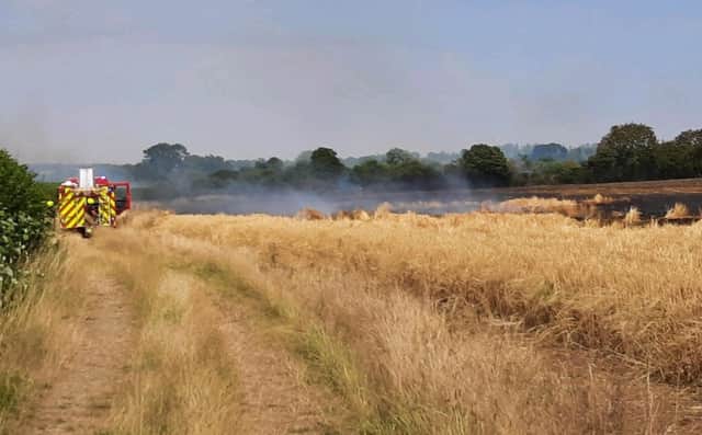 The scene of a field fire near Tackley this afternoon