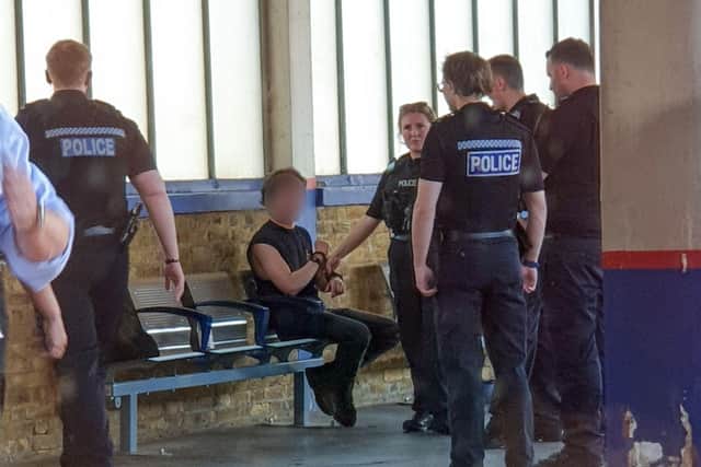 The scene after police officers arrested a passenger at Banbury Station, believing him to be the terrorist Daniel Khalife