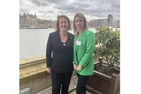 MP Victoria Prentis with Samantha Cowley on the House of Commons terrace.