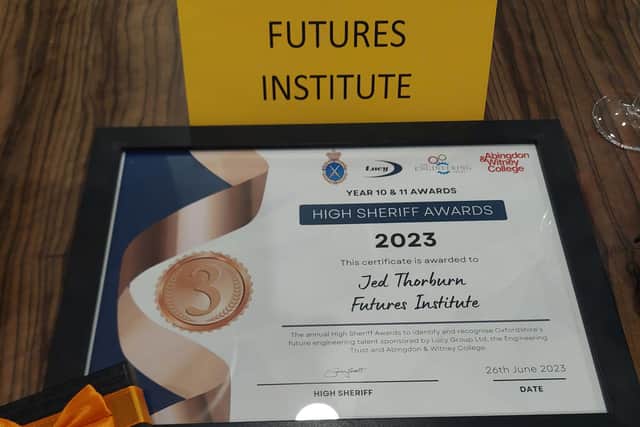 Some of Jed's award-winning projects included designing and building a water turbine as part of a project linked to Intermediate Technology and designing a glider for an RAF competition.