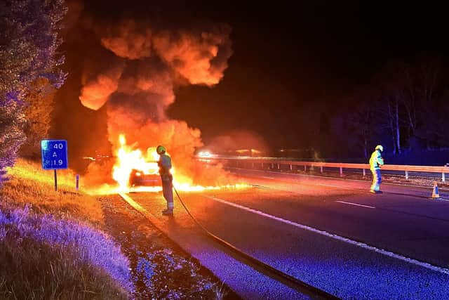 Firefighters from Banbury were called out to a car fire on the M40 on Sunday, April 12.
