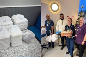Adam Ahmed from Banbury Kebabish delivering the food and drink to staff at the Horton Hospital.