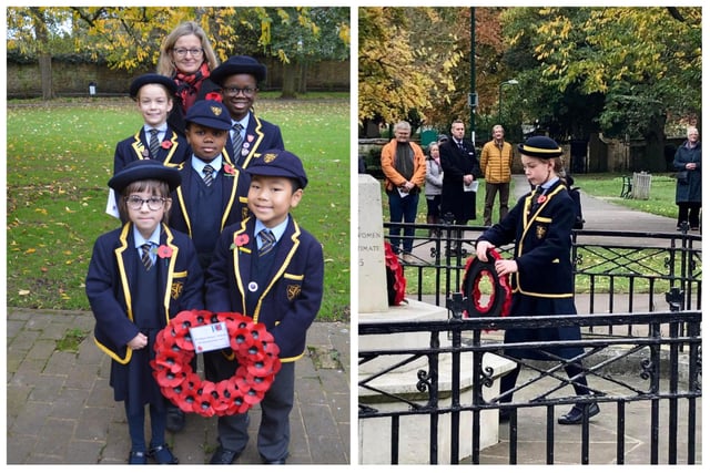 Children from St John’s Priory School we invited to place a wreath on the cenotaph in People’s Park.