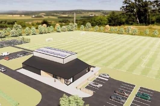 A proposed sketch of the planned Community and Sports Centre in Adderbury.