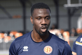 Yaw Ofosu already has a new injury concern despite only just returning for Banbury United. (Photo credit: Julie Hawkins)