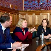 Banbury MP Victoria Prentis discussing Chiltern Railways overcrowding problem on Monday.