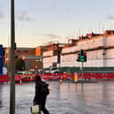 Cherwell Street in Banbury remains closed to traffic one week after a scaffolding collapse that left two workers requiring hospital treatment.(Jim Smith)