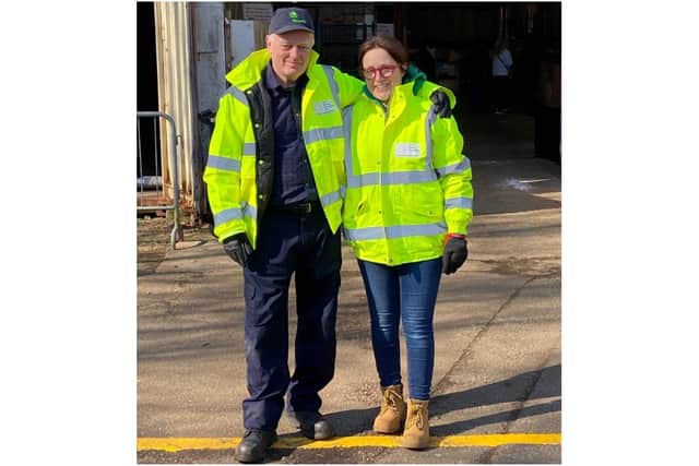 Recycling Operative Kevin Bennington and Director Lorna Hall at the recently reopened recycling centre near Farthinghoe (photo from West Northamptonshire District Council)