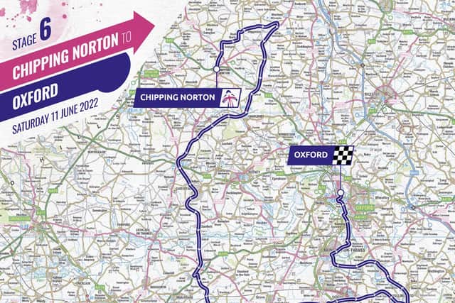 The route of the Women's Tour through Oxfordshire this Saturday