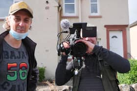 Tim Plester during filming of The Island of Doc Rowe, a new documentary. A crowdfunder has been set up to preserve a huge archive of folk tradition footage