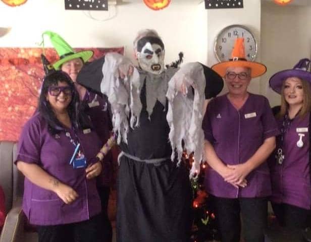 It was smiles all around as staff and residents got into the spooky spirit.