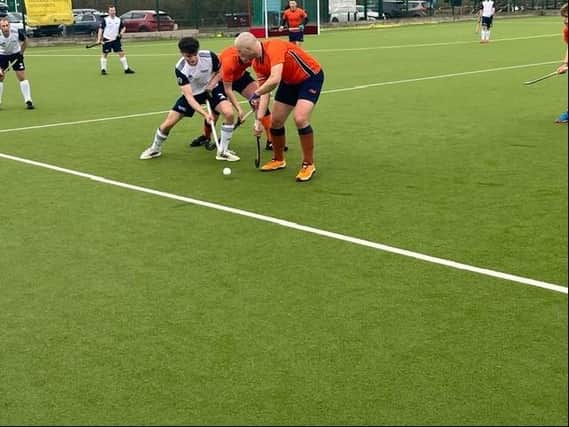 Jacob Buckner Rowley beats two St Albans defenders to start another Banbury attack. Photo submitted.