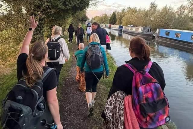 The walkers from Newbottle & Charlton School on a 22-mile trek along the canalside