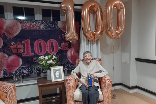 Seccombe Court resident Kate Morgan celebrates turnign 100