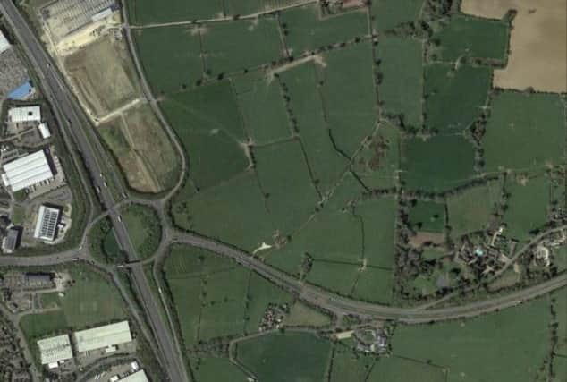 A bird's eye view of the Huscote Farm planning application site