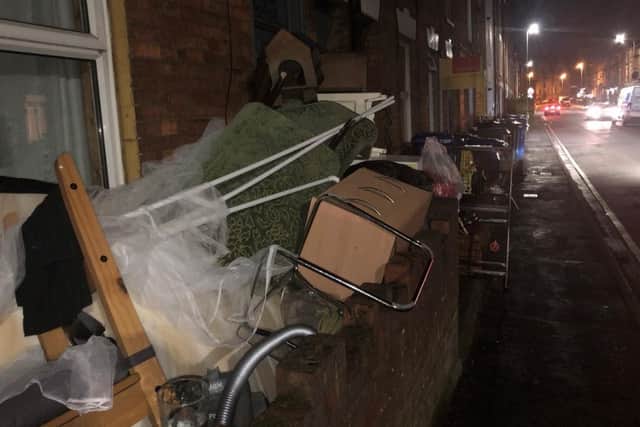 A tenant's possessions, left out in the rain by a Banbury landlord. The picture was recorded on a police officer's bodycam