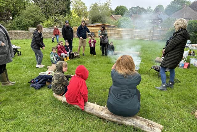The pupils cooked hotdogs and marshmallows with their families at the weekend forest school.