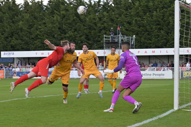 Action from Brackley Town's play-off final defeat to Boston United (Picture: Pete Keen)