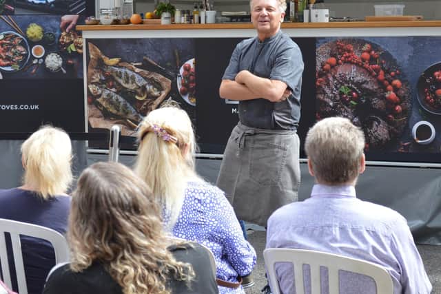 Celebrity chef Paul Da Costa Greaves entertains the audience at the Banbury Food and Drink Festival.