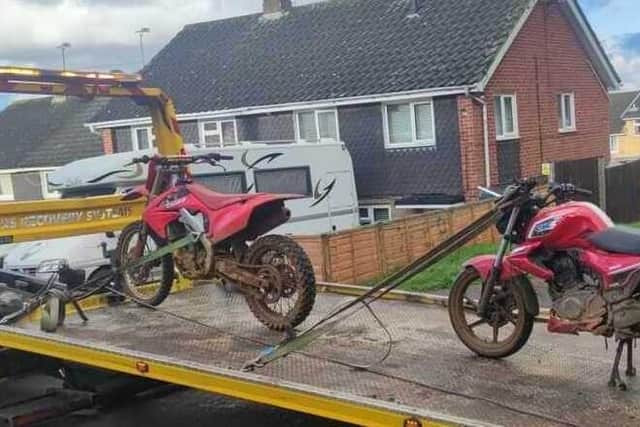 Off-road bikes are seized by police on the Bretch Hill estate, Banbury