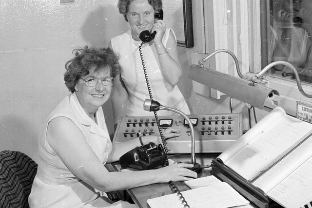 Waverley Station train announcers Mrs Page and Mrs Tresh in 1967.