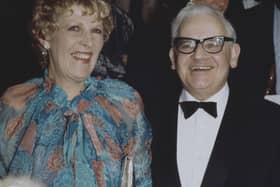 Ronnie Barker (1929 - 2005) and his wife Joy at the BAFTA awards, 1986. (Photo by Getty Images)