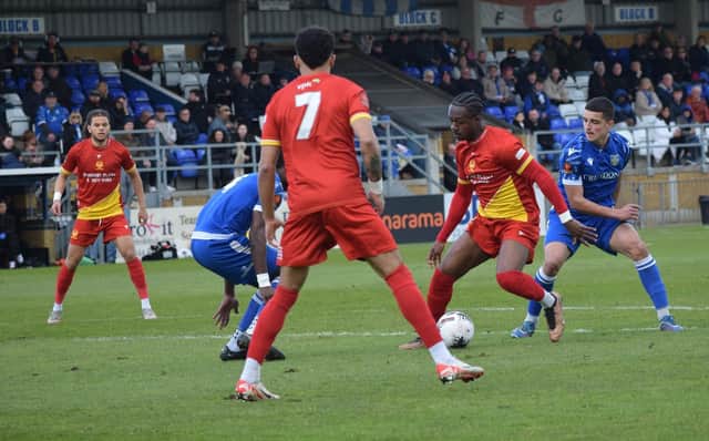 Action from Saturday's defeat at Bishop's Stortford. Photo: BUFC.