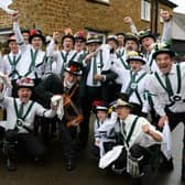 Members of The Adderbury Village Morris Men dancing in Church Lane at a previous years Day of Dance.