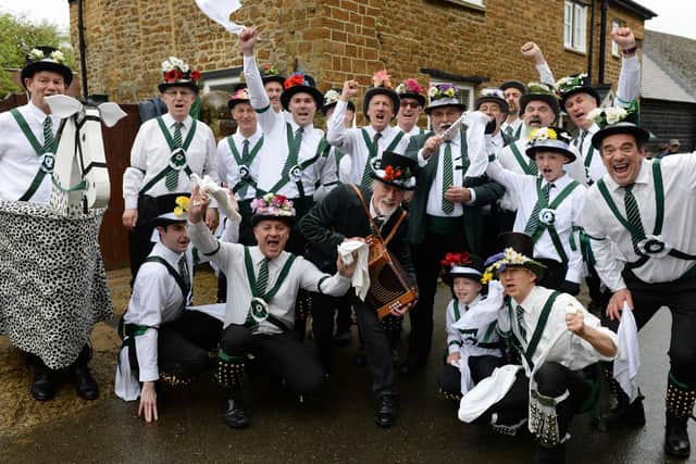 Members of The Adderbury Village Morris Men dancing in Church Lane at a previous years Day of Dance.