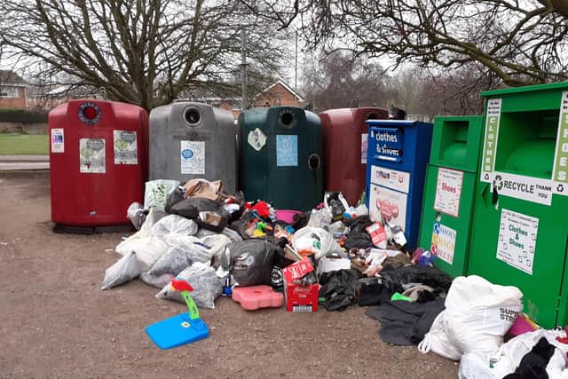 Dumping rubbish at bottle banks is an offence which could attract a fine