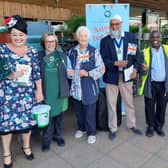 Former EastEnders actress, Pam St Clement, is pictured with guests at the Banbury tea party for The Not Forgotten